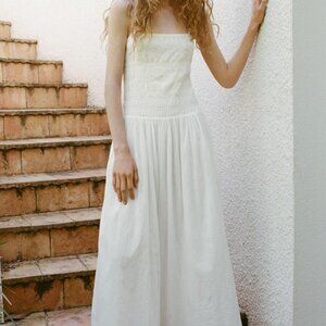 Zara 100% Cotton Embroidered Floral Midi Dress